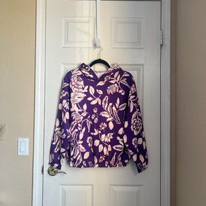 Satin Floral Hoodie - Purple